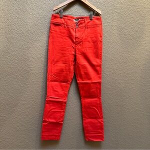 Anthropologie Bright Red orange Straight Leg Jeans